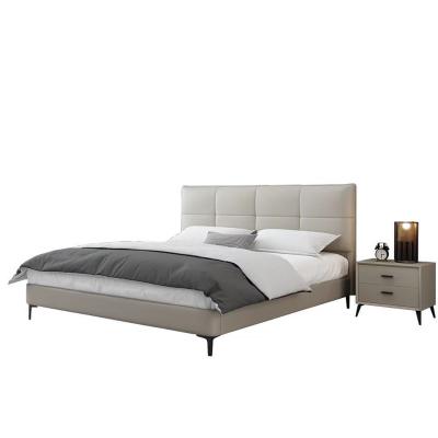 意式簡約主臥鋼木排骨架極簡雙人軟包貓抓皮床 W35C004C