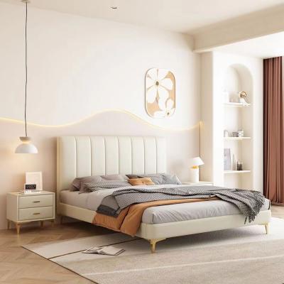 意式輕奢臥室大小戶型貓抓皮軟包皮藝大床 W35C008C